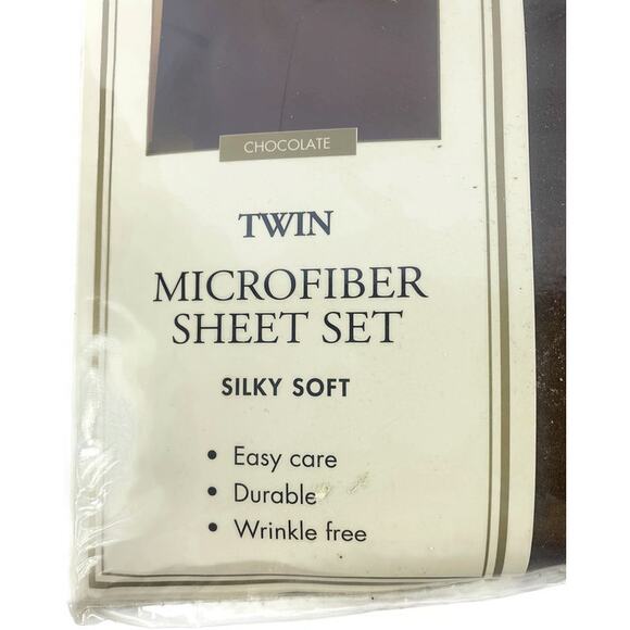 Interior Design Twin Size Sheet Set Soft Chocolate Brown Silky Microfiber - Picture 2 of 8